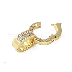 Brass Micro Pave Clear Cubic Zirconia Fold Over Clasps&nbsp;KK-P290-15G