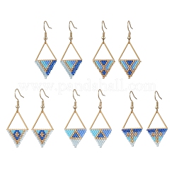 5 Pairs 5 Styles Glass Seed Beaded & 304 Stainless Steel Dangle Earrings&nbsp;EJEW-MZ00715