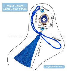 AHADEMAKER 8Pcs 2 Colors CCB Plastic Teardrop Pendant Decorations&nbsp;HJEW-GA0001-21