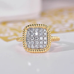 Brass Micro Pave Cubic Zirconia Finger Rings for Women&nbsp;FS-WG378B2-03