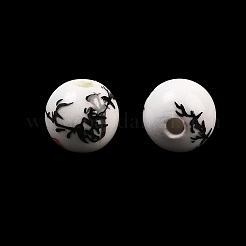 Floral Printed Porcelain Beads&nbsp;PORC-Q200-8mm-1