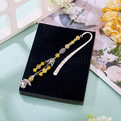 Natural Quartz Crystal Round Beads & Alloy Angel Bookmarks&nbsp;AJEW-TA00054