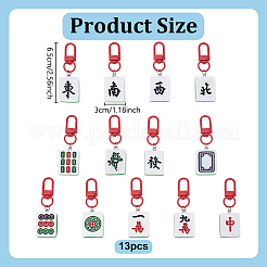 13Pcs Mahjong Resin Pendant Decorations&nbsp;HJEW-NB00346