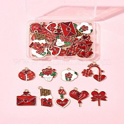 36Pcs 9 Styles Valentine's Day Theme Alloy Enamel Pendants&nbsp;ENAM-FS0002-48-RS