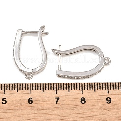 Brass Micro Pave Clear Cubic Zirconia Hoop Earring Findings&nbsp;KK-K340-37P