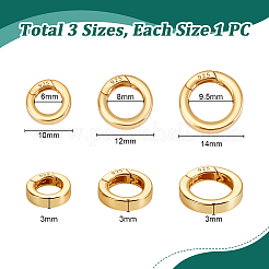 3Pcs 3 Style 925 Sterling Silver Spring Gate Rings&nbsp;STER-PH0003-33