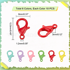 60Pcs 6 Colors Spray Painted Eco-Friendly Alloy Lobster Claw Clasps&nbsp;FIND-PH0004-93