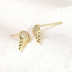 Conch Brass Micro Pave Clear Cubic Zirconia Stud Earrings&nbsp;EJEW-C186-05G