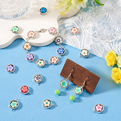 20Pcs Polymer Clay Flower & CCB Ring Frame Links Connector Charms&nbsp;CLAY-TADJ0001-10