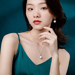 Natural Freshwater Pearl Teardrop Pendant Necklaces&nbsp;WG6E8E0-01