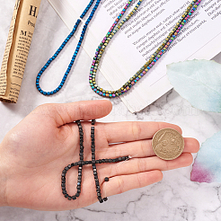 4 Strands 4 Colors PVD Vacuum Plating Electroplate Non-magnetic Synthetic Hematite Bead Strands&nbsp;G-FW0001-16