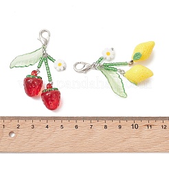 4Pcs 4 Styles Glass Seed Beads & Resin Pendant Decorations&nbsp;HJEW-MZ00409