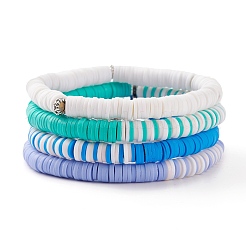 4Pcs 4 Styles Polymer Clay Heishi Beads Stretch Bracelets Sets&nbsp;BJEW-JB05903