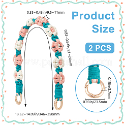 2Pcs Cotton Woven Flower Wrist Strap Lanyard&nbsp;HJEW-BBC0001-10B