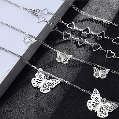 5Pcs 5 Styles Alloy Heart Butterlfy Chain Belts and Waist Chain Sets&nbsp;DIY-CP0013-46A