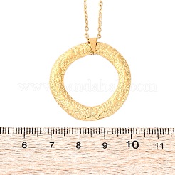 304 Stainless Steel Textured Ring Pendant Necklaces&nbsp;NJEW-H059-23G