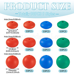 90Pcs 9 Styles Round Silicone Focal Beads&nbsp;SIL-TA0003-59