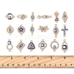 36Pcs 18 Styles Alloy Blue Enamel Connector Charms&nbsp;ENAM-FS0002-97