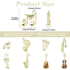 16Pcs 8 Styles Alloy Musical Instruments Pendants&nbsp;FIND-CJ0005-56G