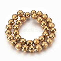 Electroplate Non-Magnetic Synthetic Hematite Beads Strands&nbsp;G-F585-B-12mm