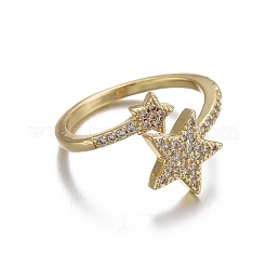Adjustable Brass Micro Pave Cubic Zirconia Cuff Rings&nbsp;RJEW-G102-01G