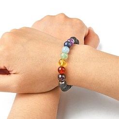 Chakra Jewelry Natural Lava Rock Bead Stretch Bracelets&nbsp;BJEW-JB02272