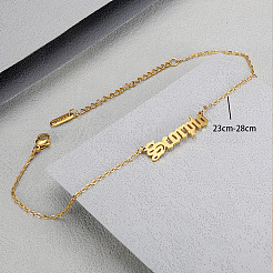 304 Stainless Steel Constellation Word Link Chain Anklets for Women&nbsp;FS-WG5BE8C-12