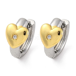 Brass Micro Pave Clear Cubic Zirconia Hoop Earrings&nbsp;EJEW-H158-19B-GP