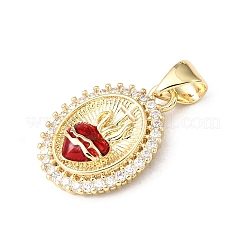 Brass Clear Cubic Zirconia Enamel Pendants&nbsp;KK-E799-03G