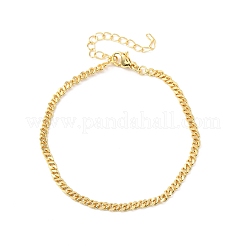 Brass Curb Chain Bracelets for Women&nbsp;BJEW-C140-14G