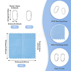 2Pcs 925 Sterling Silver Locking Carabiner Clasps&nbsp;STER-TA0001-56D