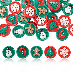 30Pcs Christmas Theme Resin Buttons&nbsp;BUTT-CJ0001-01