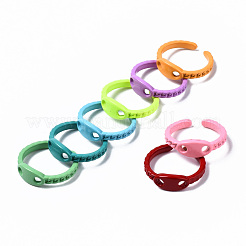 Spray Painted Brass Cuff Rings&nbsp;RJEW-S044-150