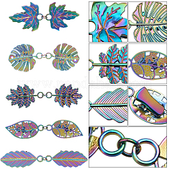 5Pcs 5 Styles Leaf Electroplate Alloy Cardigan Clips&nbsp;FIND-GF0008-22