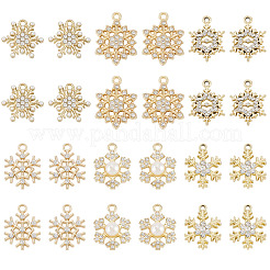 36Pcs 6 Styles Alloy Micro Pave Clear Cubic Zirconia Snowflake Pendants&nbsp;FIND-TA0009-86
