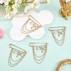 4Pcs Moon & Star Alloy Rhinestone Hanging Chain Brooch&nbsp;JEWB-FG0001-84A