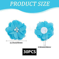 30Pcs Polyester & Plastic Imitation Pearl & Rhinestone Flower Ornament Accessories&nbsp;DIY-SP0006-06B