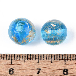 Handmade Gold & Silver Foil Glass Beads&nbsp;FOIL-N030-03A-01D