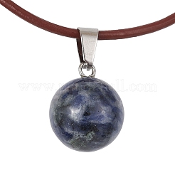 Natural & Synthetic Mixed Gemstone Round Pendant Necklaces&nbsp;NJEW-JN04478