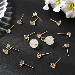 SHEGRACE Brass Clear Cubic Zirconia Teardrop Stud Earring Findings&nbsp;XGR0104G-116G