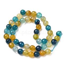 Dyed Natural Agate Faceted Round Beads Strands&nbsp;G-E320E-8mm-17