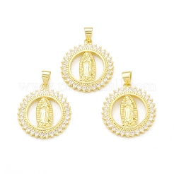 Rack Plating Brass Micro Pave Clear Cubic Zirconia Pendants&nbsp;KK-C011-38G