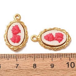 304 Stainless Steel & Cloth Embroidered Pendants&nbsp;FB-CBAFBAF-10G-01