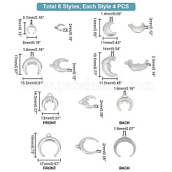 24Pcs 6 Style 304 Stainless Steel Charms&nbsp;STAS-PH0001-74