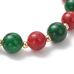 3Pcs Dyed Natural Malaysia Jade & Brass Round Beads Stretch Bracelets for Women Men&nbsp;BJEW-JB13445