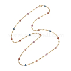 304 Stainless Steel Enamel Colorful Heart Link Chain Necklaces for Women&nbsp;NJEW-JN05899