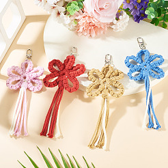 4Pcs Flower Cotton Threads Pendants Decorations&nbsp;HJEW-TA00406