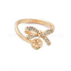 Bowknot Brass Micro Pave Cubic Zirconia Cuff Ring Setting&nbsp;LS-KK-A244-01C-G