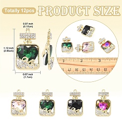 12Pcs 4 Colors Alloy Rhinestone Pendants&nbsp;FIND-YW0011-80