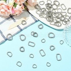 60Pcs 6 Styles 304 Stainless Steel D Rings&nbsp;STAS-CJ0003-36